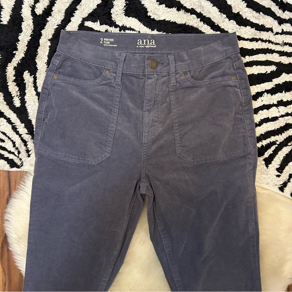 Ana Flare Corduroy Size 2 Grey High Rise Inseam 32" Rise 10" - Picture 2 of 5